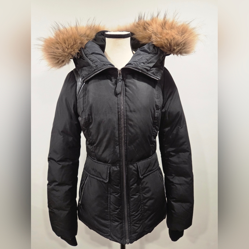 Mackage XS Women’s Down Puffer Coat Black | Removable Real Fur Hood | Warm Winte